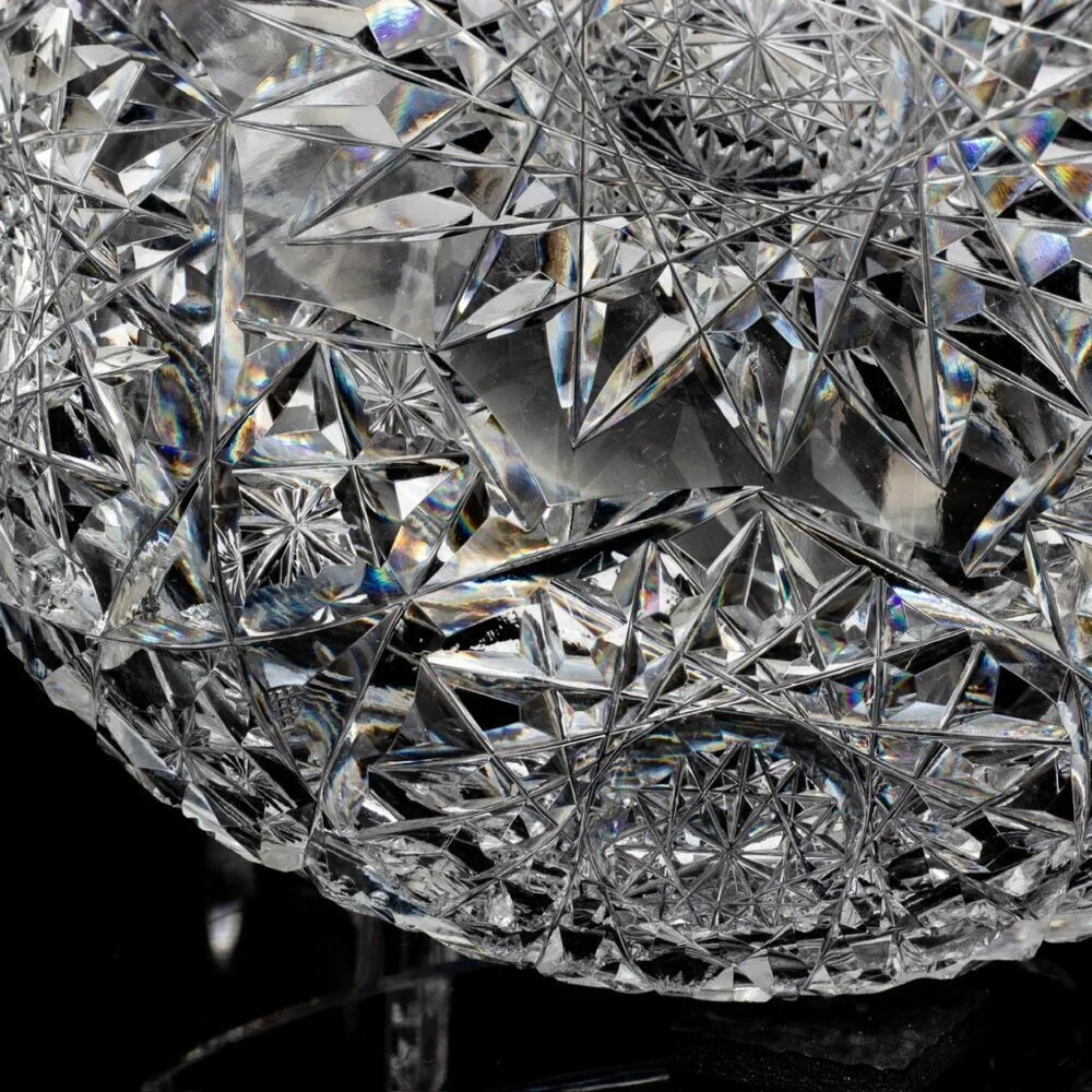 American Brilliant Cut Crystal Vanity Jar | Antique Collectible | Crystal Powder